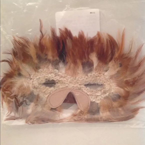 Anthropologie Kids Tie On Theater Feather Owl face Mask - Picture 3 of 4